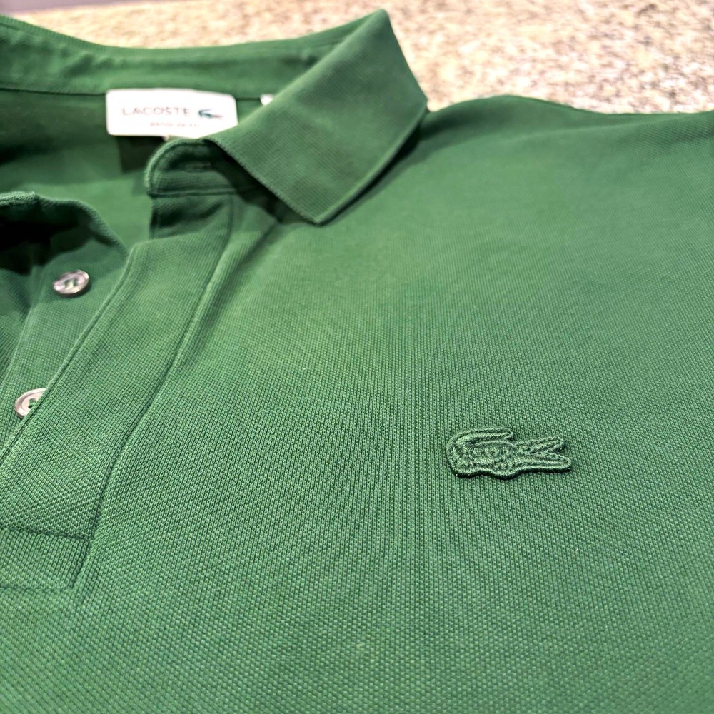 Lacoste Polo Shirt Mens XL Green Regular Fit Short Sleeve Cotton Crocodile Logo